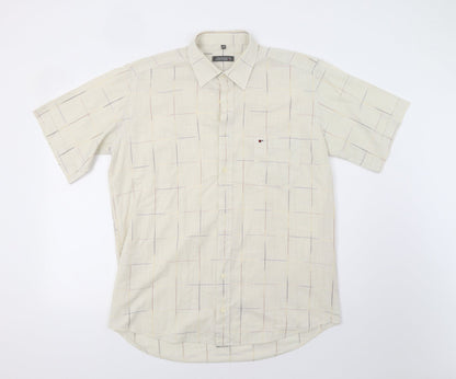 Jupiter Mens Beige Check   Button-Up Size L