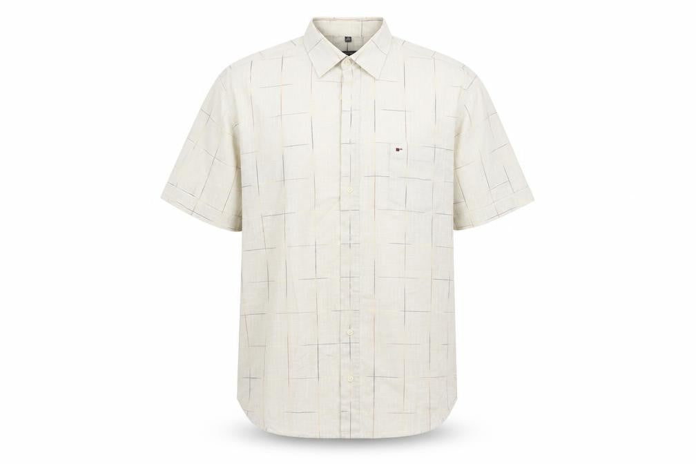 Jupiter Mens Beige Check   Button-Up Size L