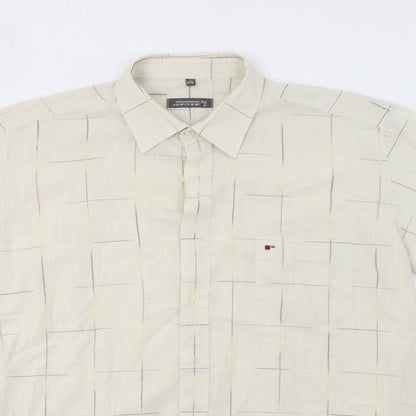Jupiter Mens Beige Check   Button-Up Size L