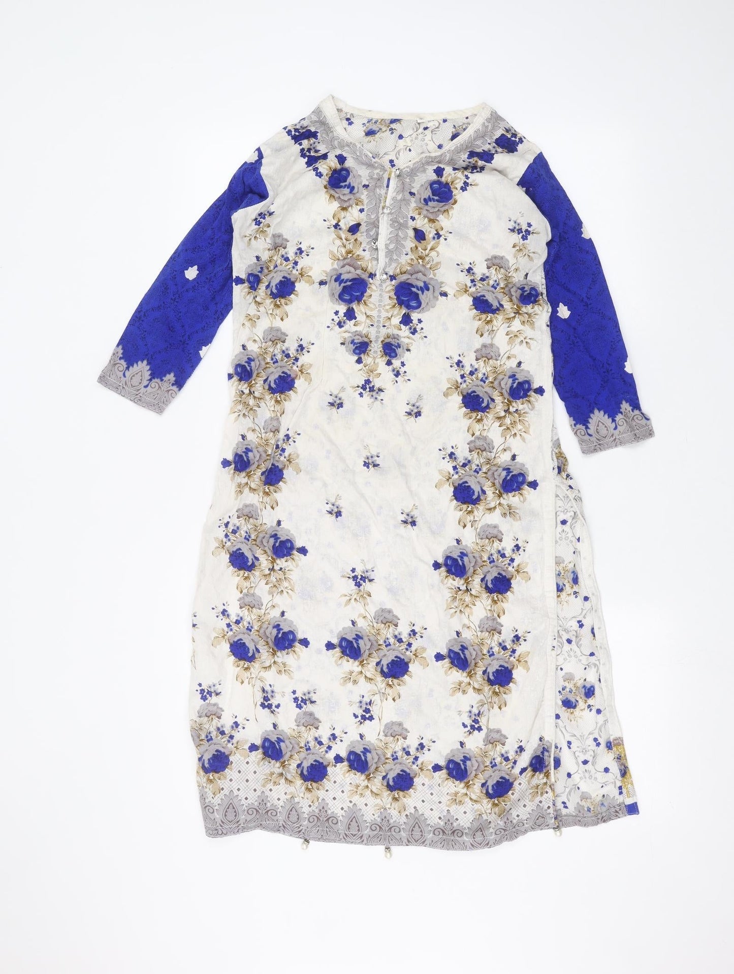 Preworn Womens White Floral  A-Line  Size S