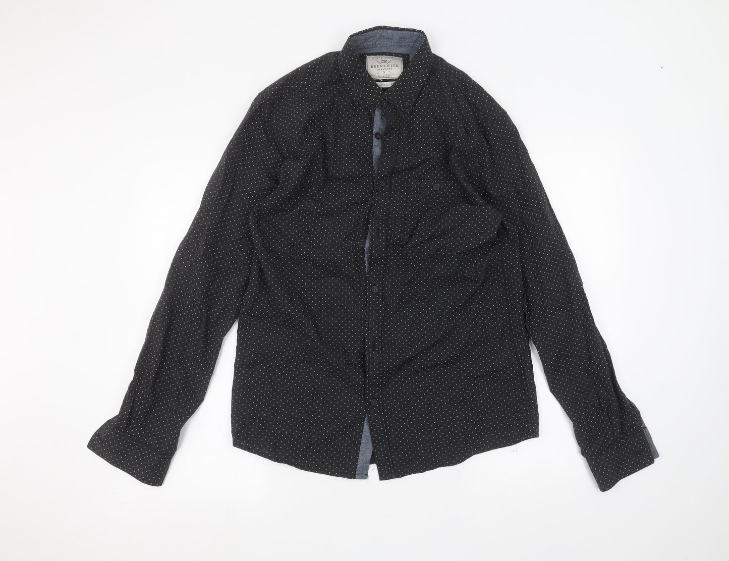 Brunswick Mens Black Polka Dot   Dress Shirt Size S
