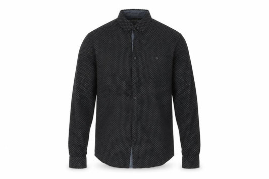 Brunswick Mens Black Polka Dot   Dress Shirt Size S