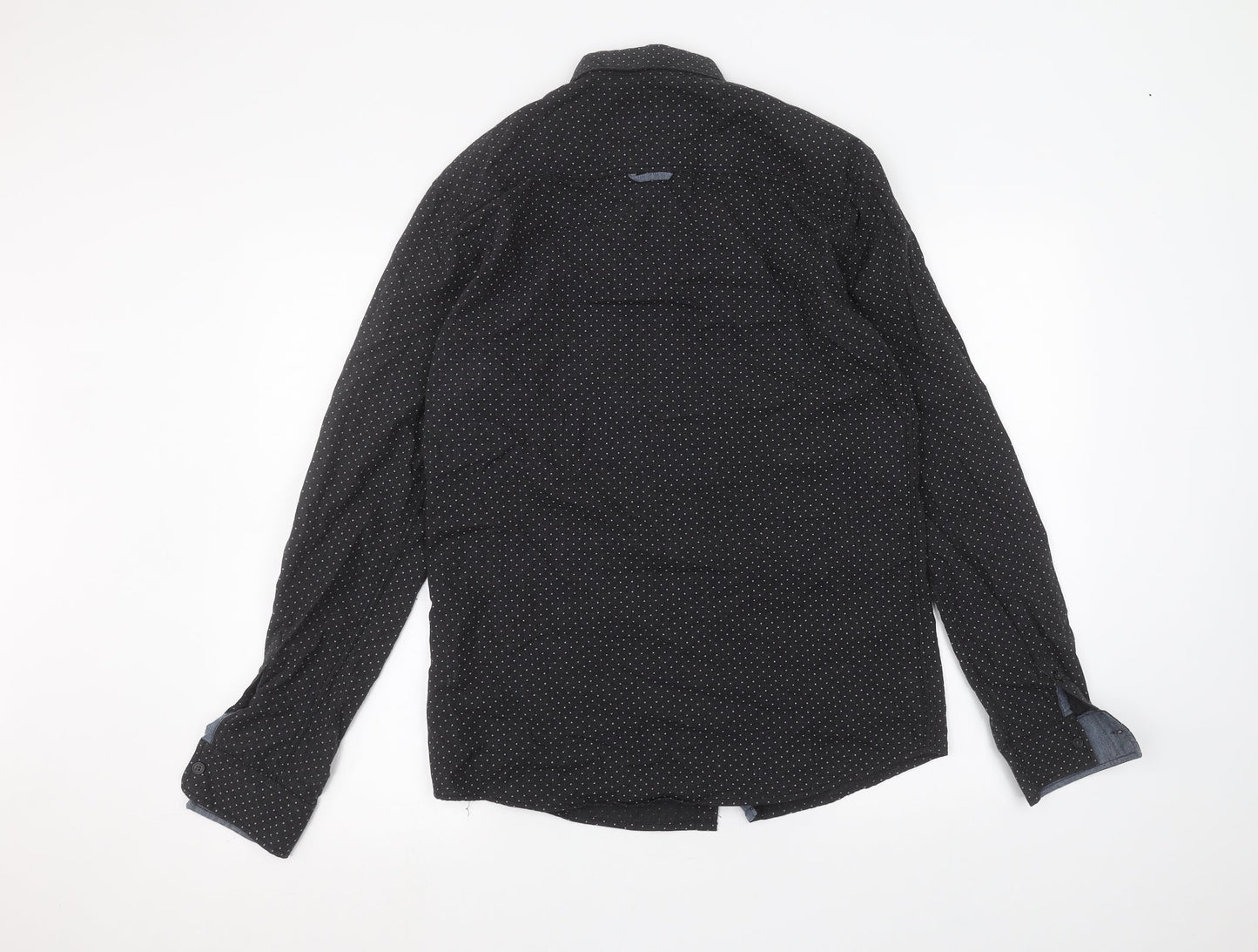 Brunswick Mens Black Polka Dot   Dress Shirt Size S