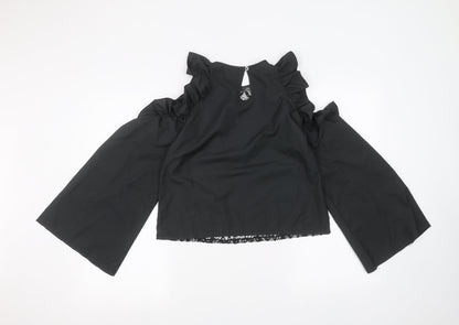 Preloved Boohoo Womens Black   Basic T-Shirt Size 8 - Back