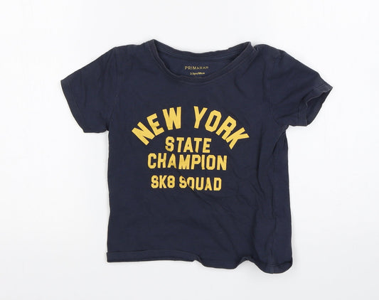 Primark Boys Blue   Basic T-Shirt Size 2-3 Years
