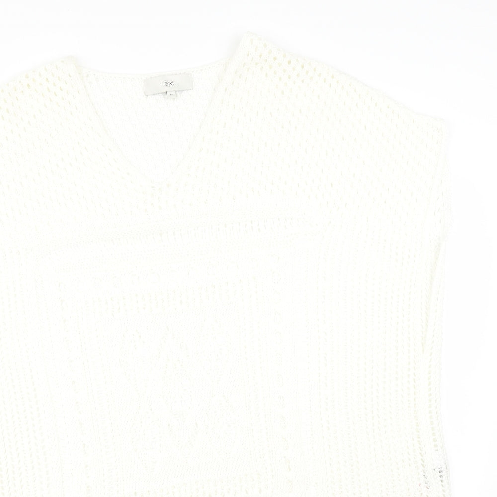 NEXT Womens White Geometric  Basic T-Shirt Size M
