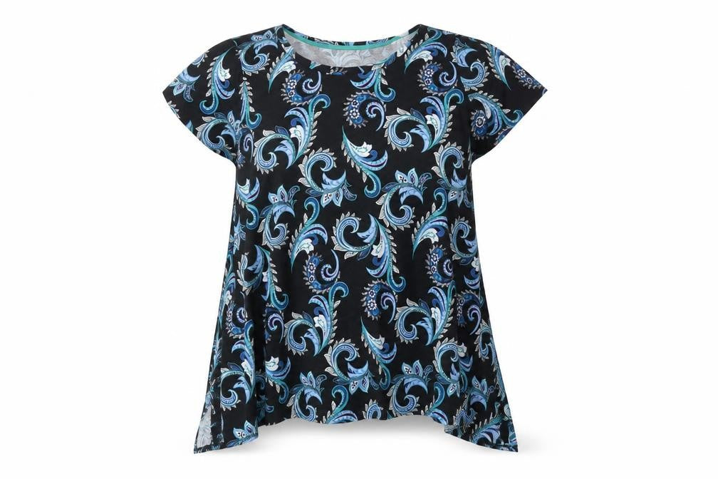 Jones New York Womens Multicoloured Paisley  Basic T-Shirt Size 2XS