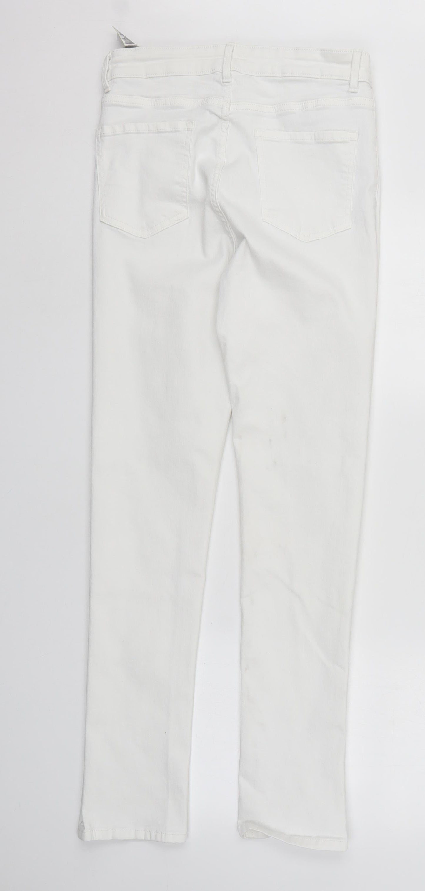 M&S Womens White  Denim Straight Jeans Size 12 L30 in - Elastic Waist