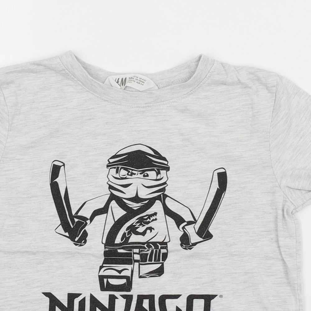 H&M Boys Grey   Basic T-Shirt Size 5-6 Years  - LEGO
