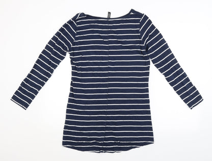 Preloved Rainbow Womens Blue Striped  Basic T-Shirt Size 10 - Back