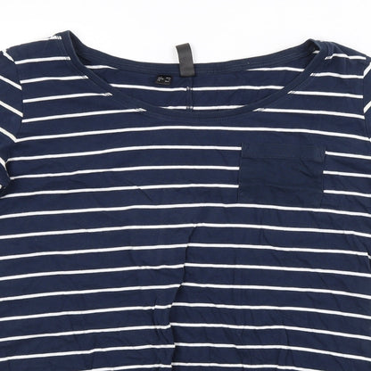 Preloved Rainbow Womens Blue Striped  Basic T-Shirt Size 10 - Detail