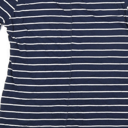 Preloved Rainbow Womens Blue Striped  Basic T-Shirt Size 10 - Label
