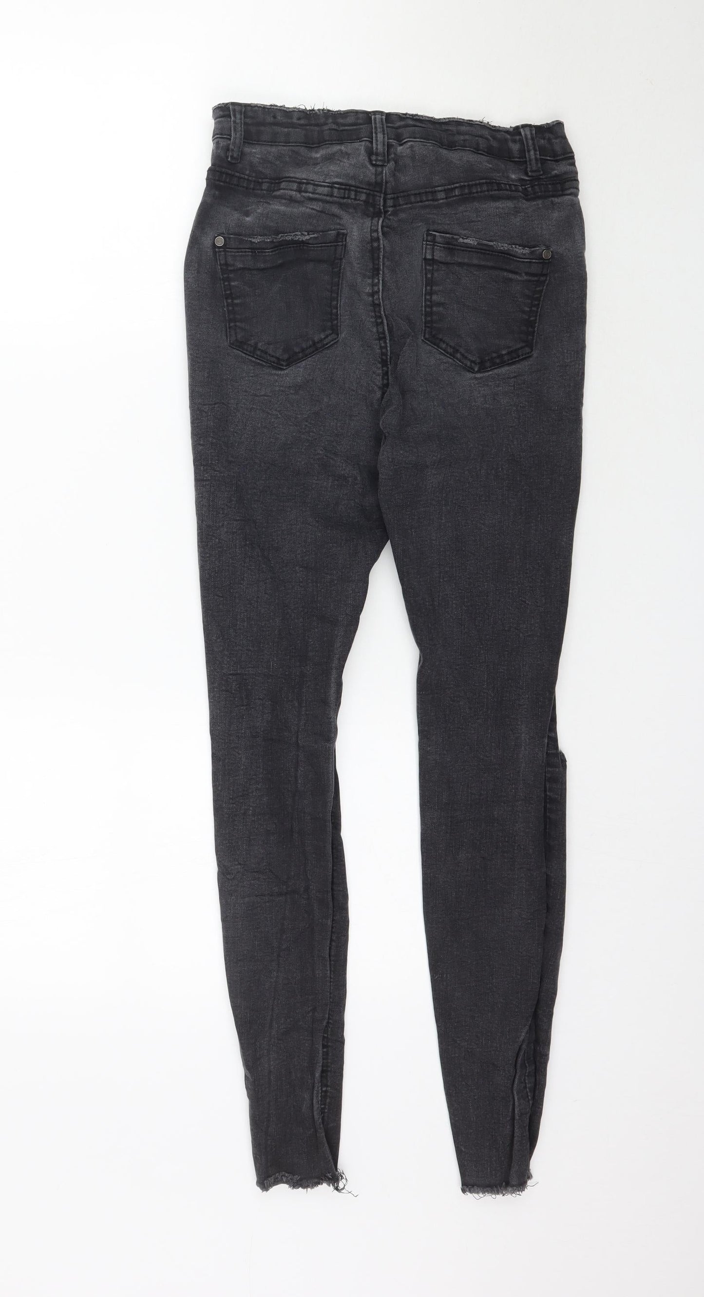 Missguided Womens Grey  Denim Skinny Jeans Size 12 L28 in - Washed black
