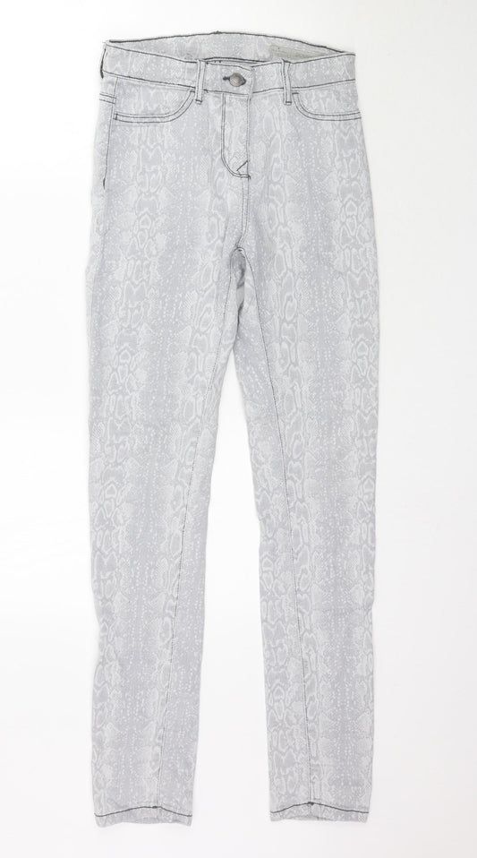 Blue Motion Womens Grey Animal Print Denim Skinny Jeans Size 8 L32 in - Snake print