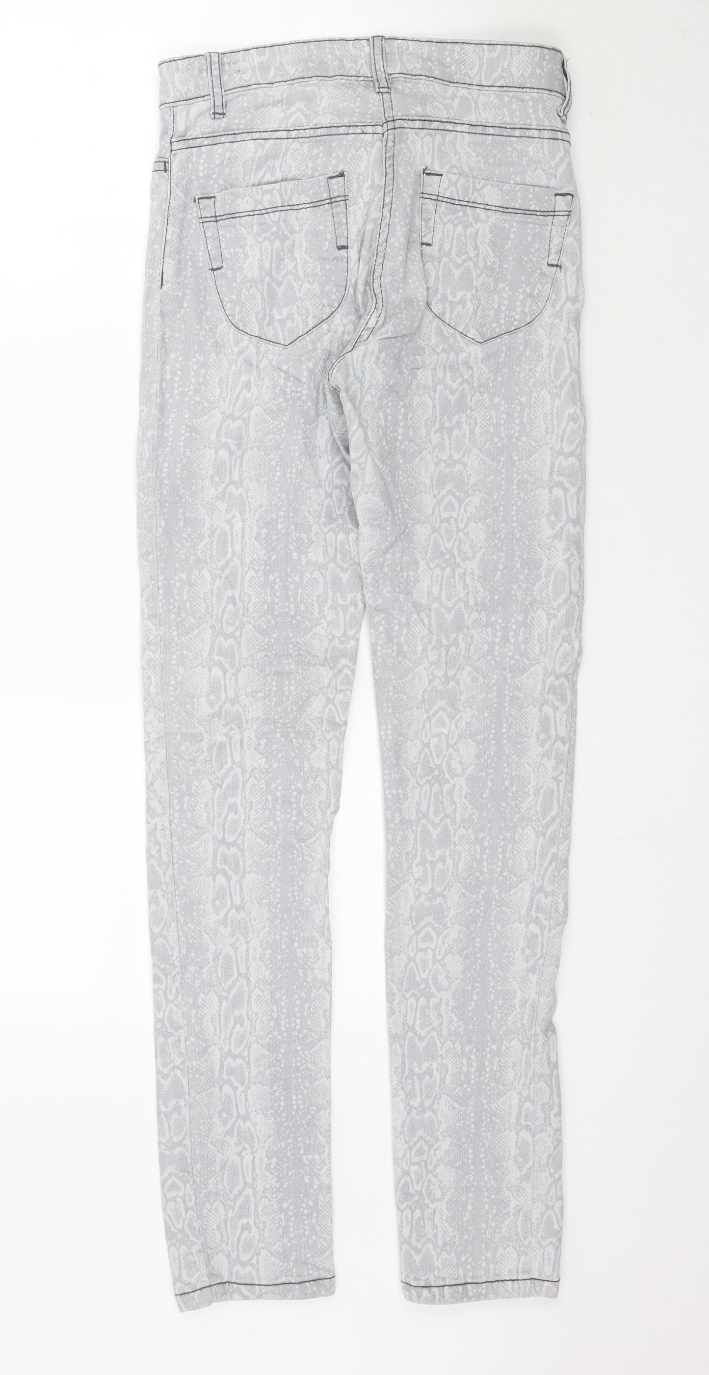 Blue Motion Womens Grey Animal Print Denim Skinny Jeans Size 8 L32 in - Snake print