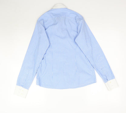 Preloved Preworn Womens Blue Striped  Basic Button-Up Size M - Back
