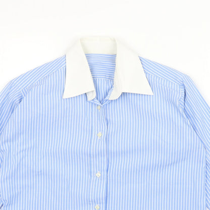 Preloved Preworn Womens Blue Striped  Basic Button-Up Size M - Detail