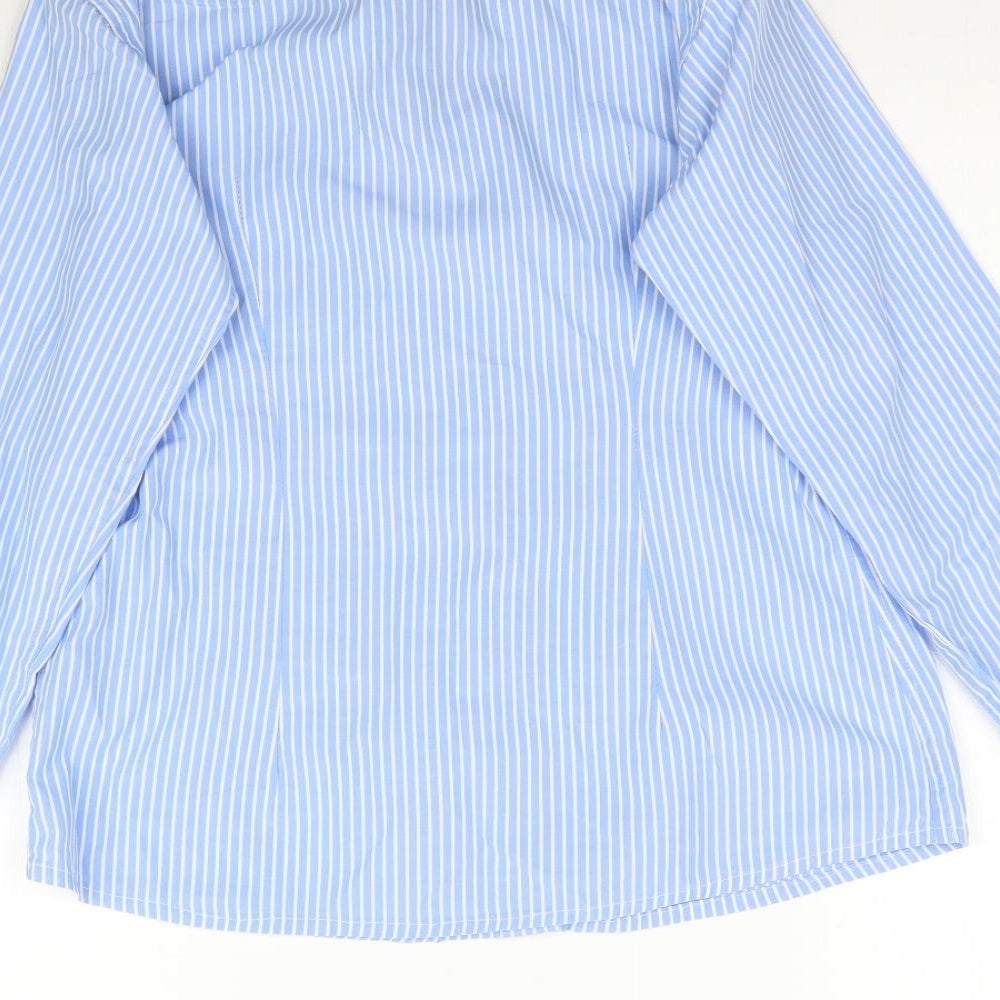 Preworn Womens Blue Striped  Basic Button-Up Size M