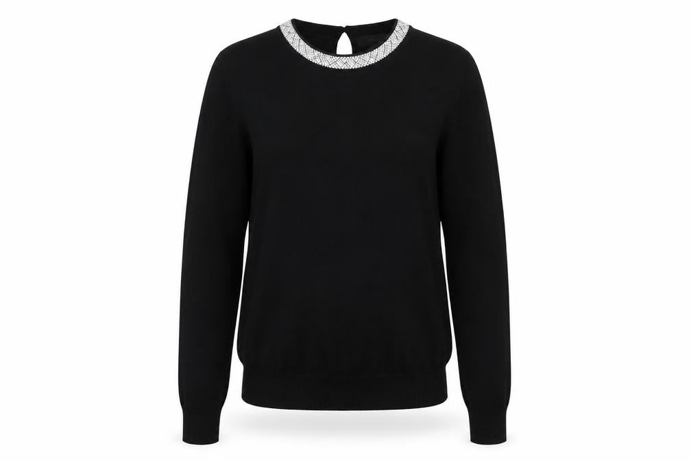 Primark Womens Black   Pullover Jumper Size 2XS  - decorated neckline