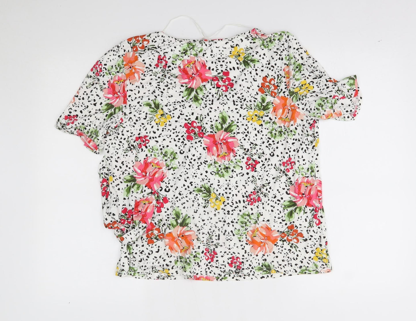 encuentro Womens White Floral  Basic Blouse Size M