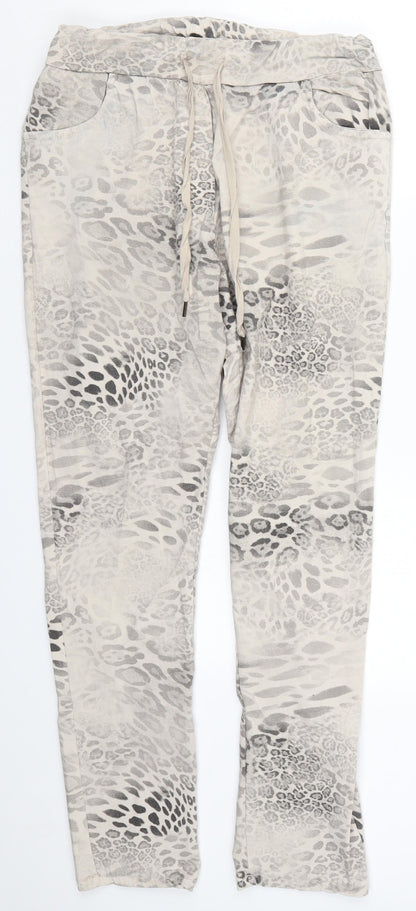 Preworn Womens Beige Animal Print  Trousers  Size 32 in L28.5 in