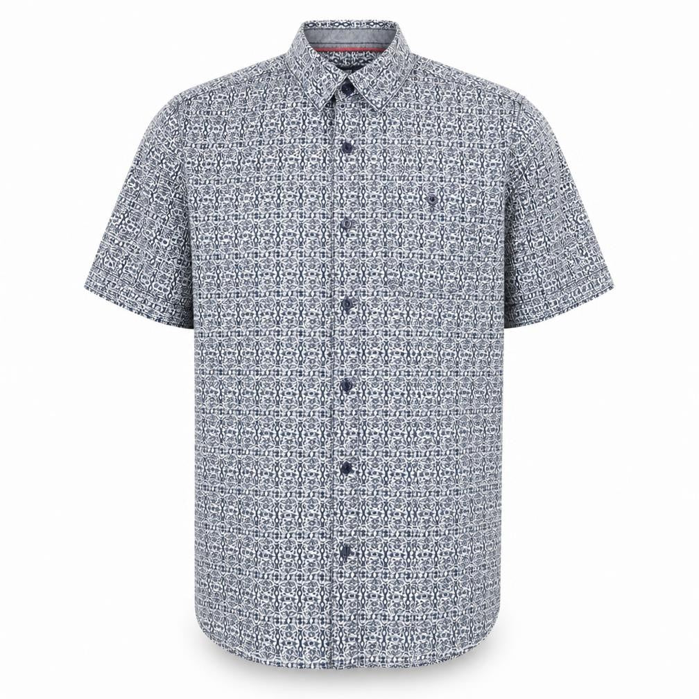 Sandstone & Co Mens Blue Geometric   Button-Up Size M