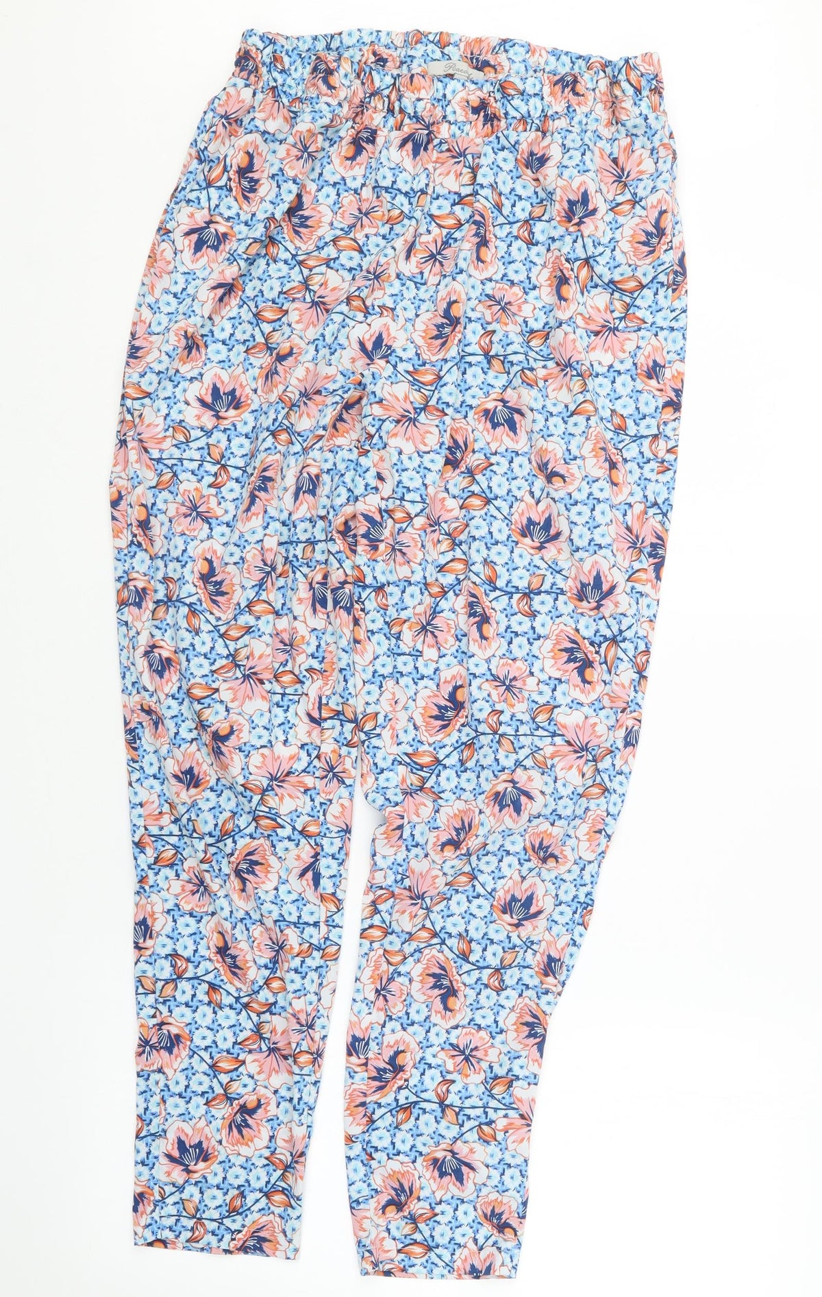 Peacocks Womens Blue Floral  Trousers  Size 12 L27 in