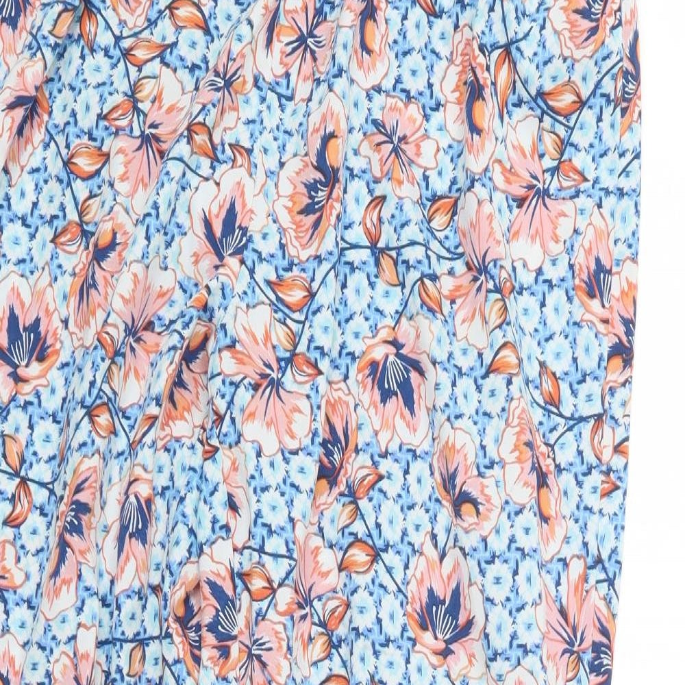 Peacocks Womens Blue Floral  Trousers  Size 12 L27 in