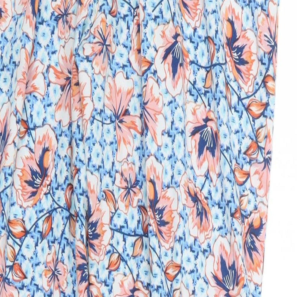 Peacocks Womens Blue Floral  Trousers  Size 12 L27 in
