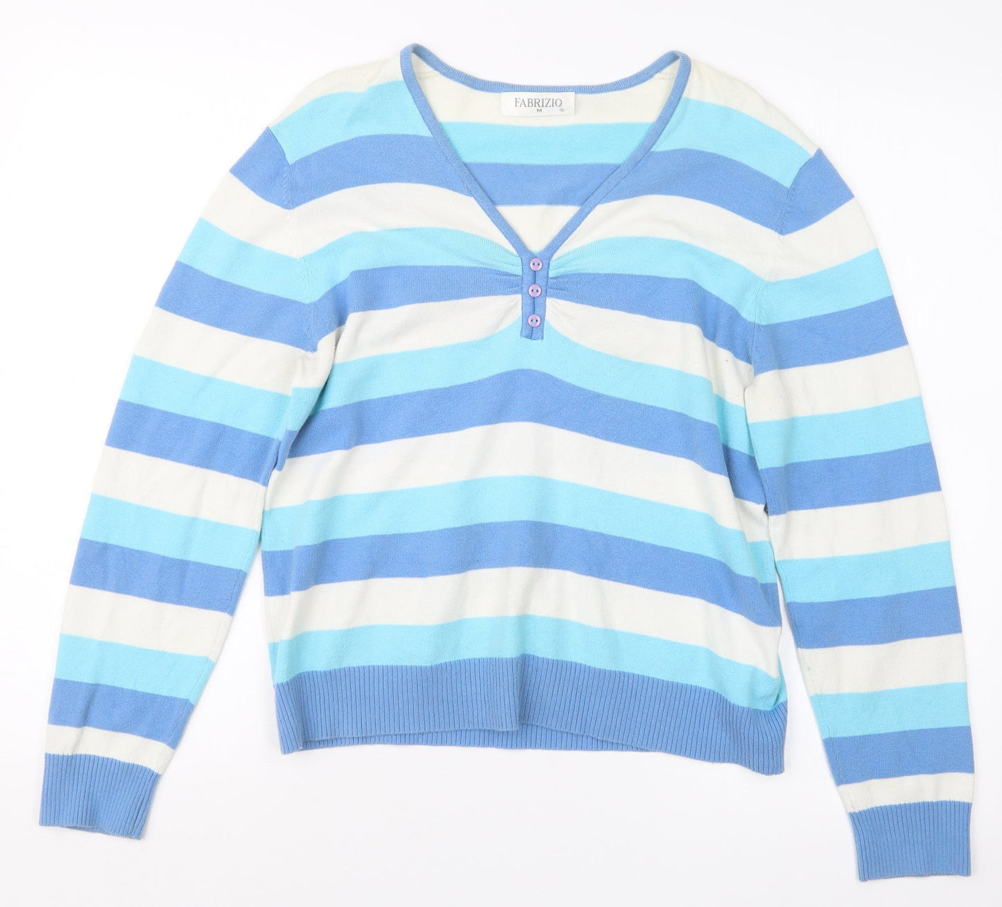 FABRIZIO  Womens Blue Striped  Pullover Jumper Size M
