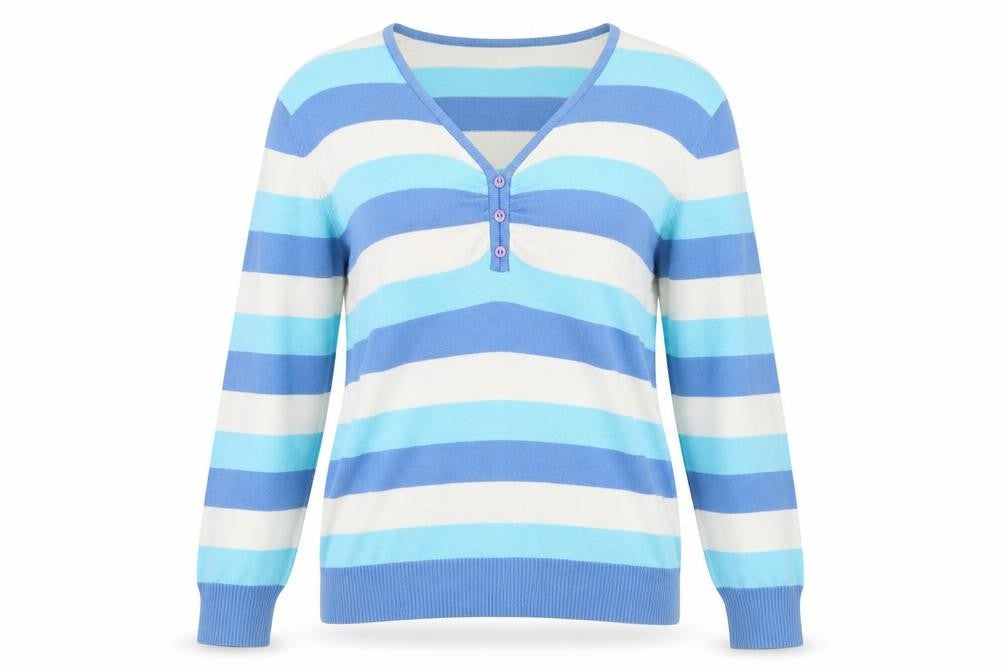 FABRIZIO  Womens Blue Striped  Pullover Jumper Size M