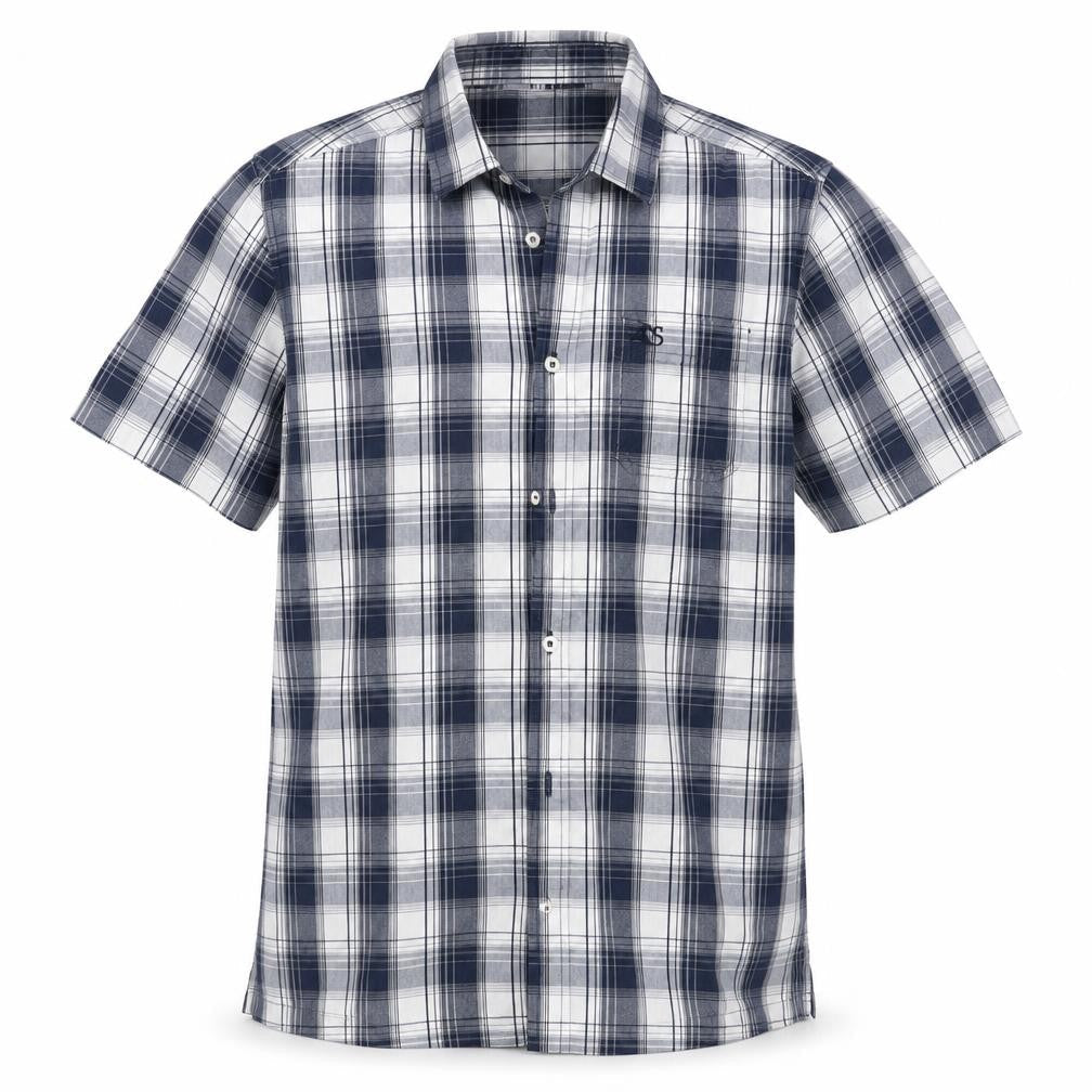 ACS Mens Blue Plaid   Button-Up Size L