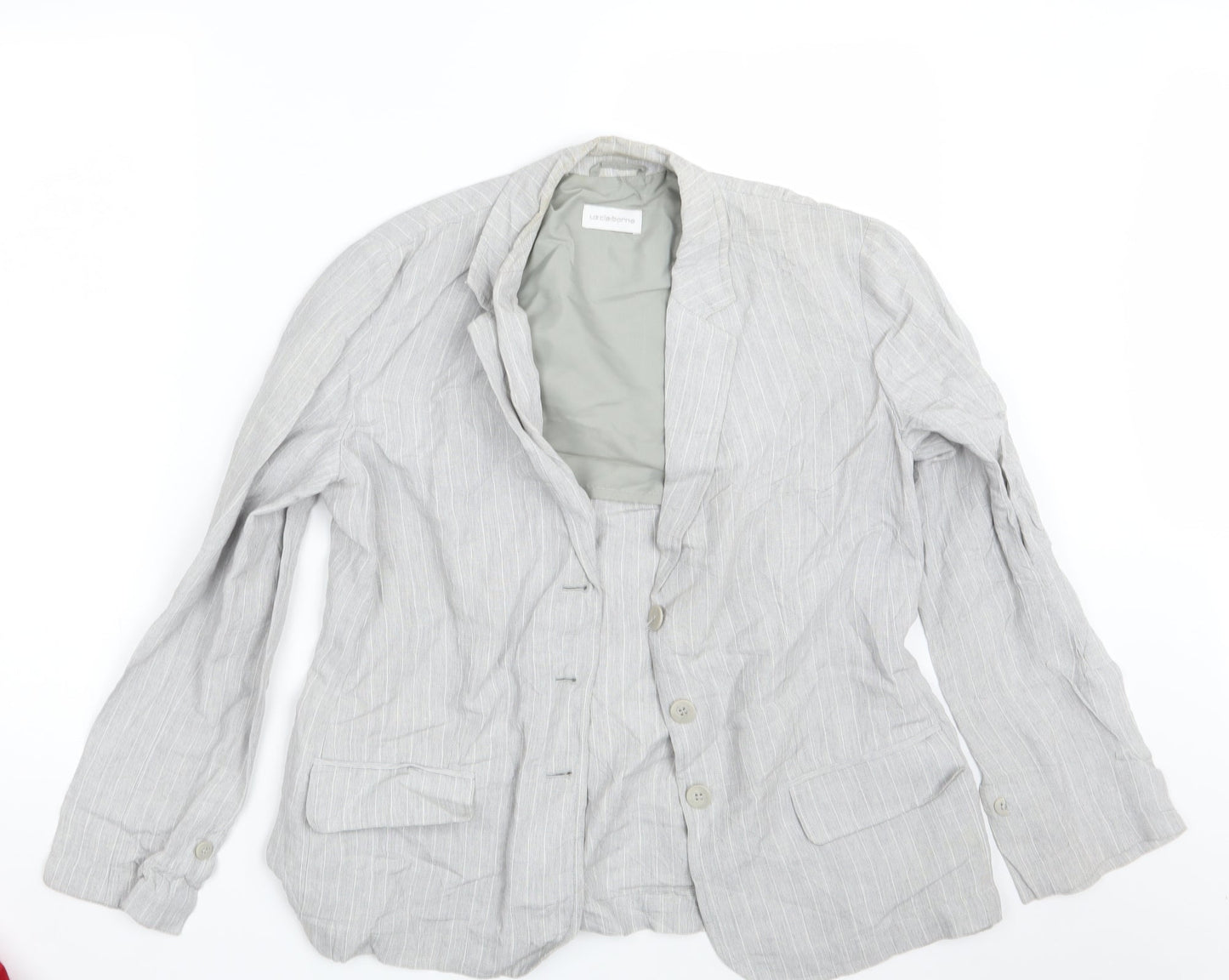 Liz Claiborne  Womens Grey Striped  Jacket Blazer Size 10