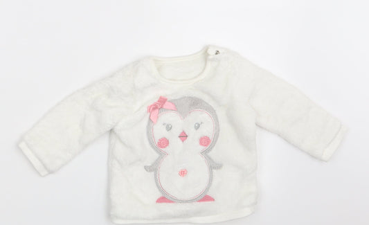 George Girls White   Pullover Jumper Size 6-9 Months