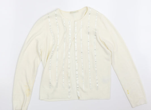 M&S Womens Ivory  Knit Cardigan Jumper Size 12