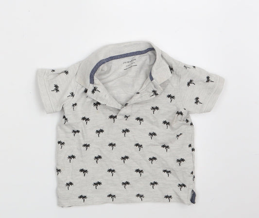 Primark Boys Grey Floral  Basic Polo Size 12-18 Months