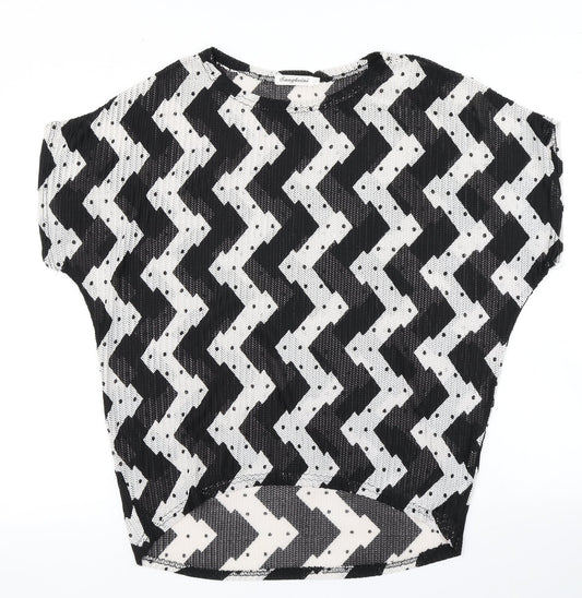Sangbeini Womens Black Striped  Basic T-Shirt Size XL