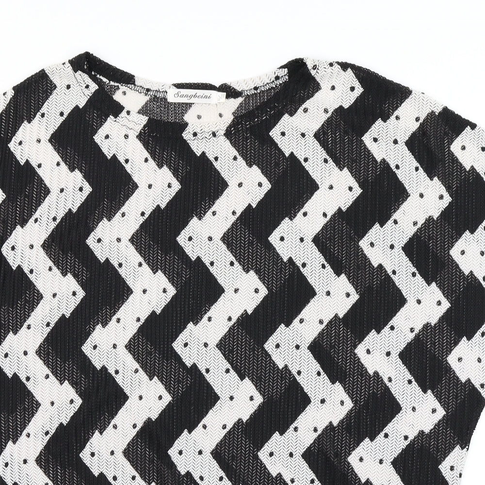 Sangbeini Womens Black Striped  Basic T-Shirt Size XL