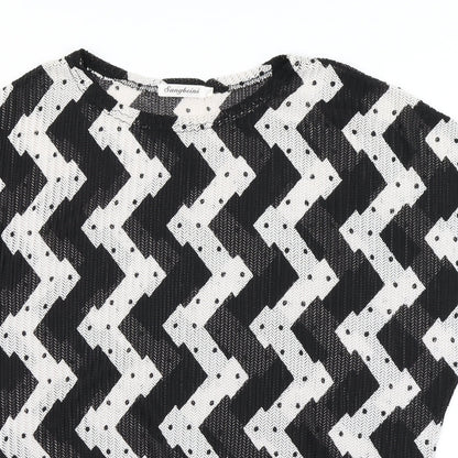 Sangbeini Womens Black Striped  Basic T-Shirt Size XL