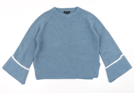 New Look Womens Blue  Knit Pullover Jumper Size S  - Flare sleeve