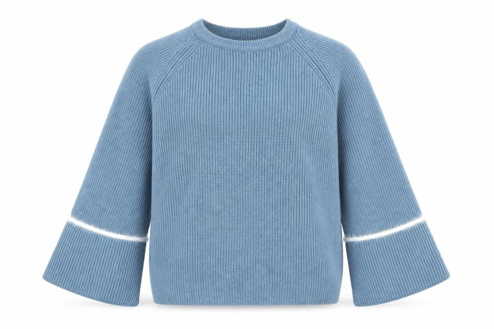 New Look Womens Blue  Knit Pullover Jumper Size S  - Flare sleeve