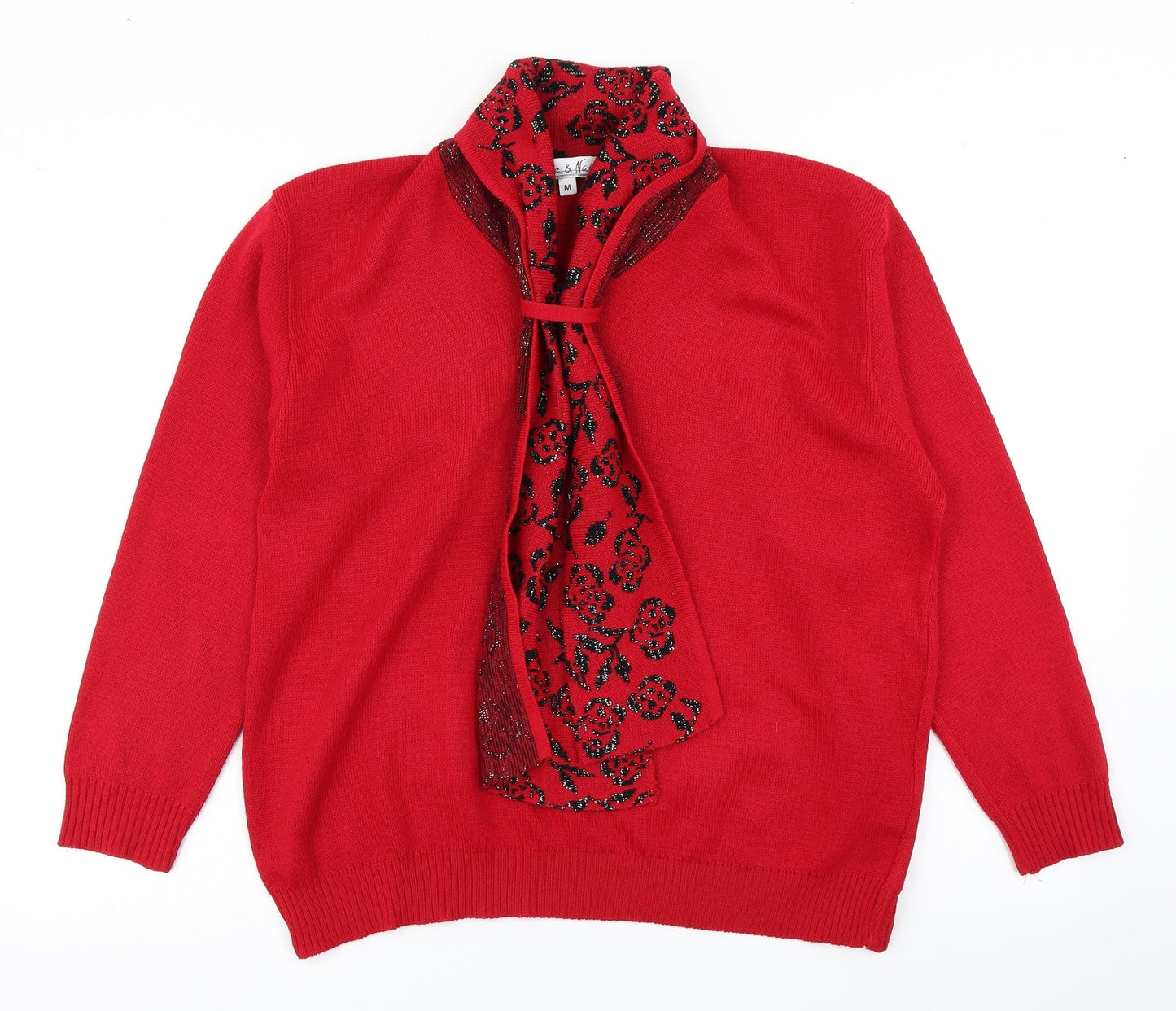 Pure & Natural Womens Red  Knit Pullover Jumper Size M