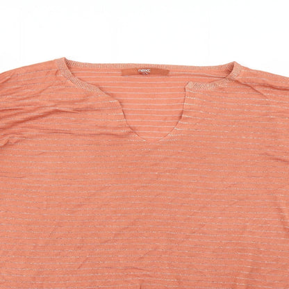 Next Womens Orange Striped  Pullover Jumper Size 16