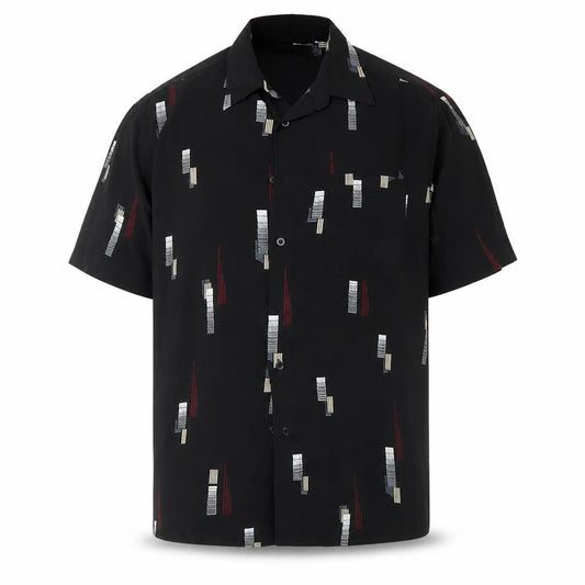 Pharaoh Mens Black Geometric   Dress Shirt Size 39