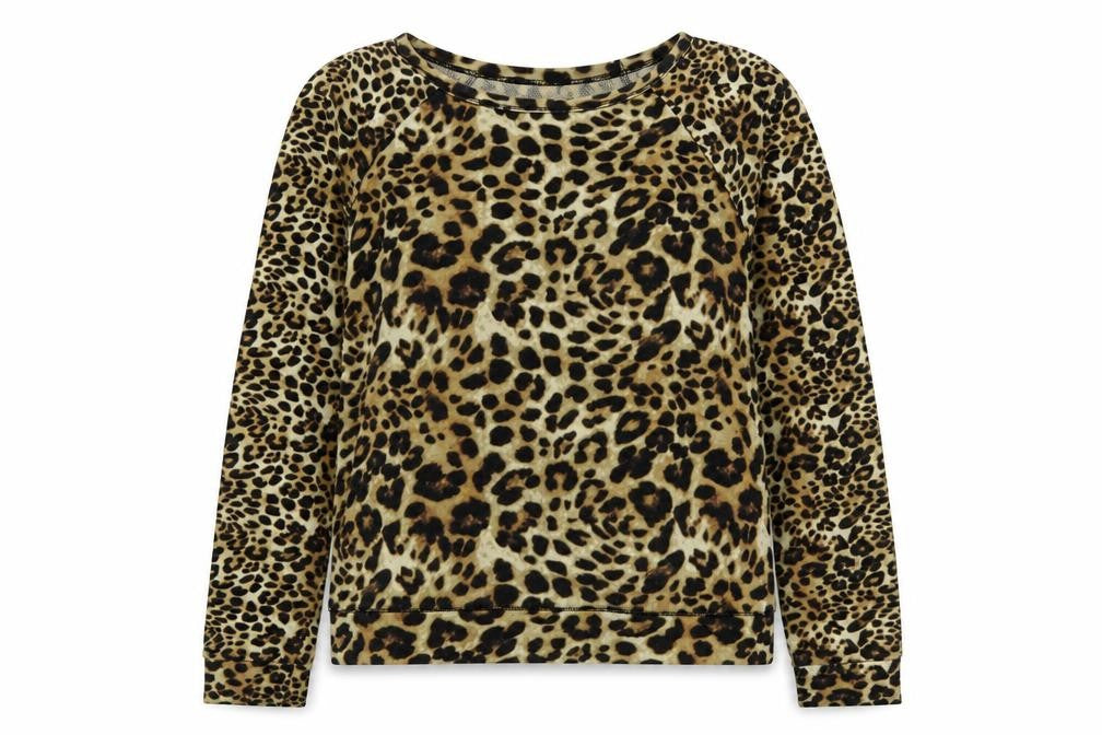 La Sensa Womens Brown Animal Print Jersey Pullover Sweatshirt Size S