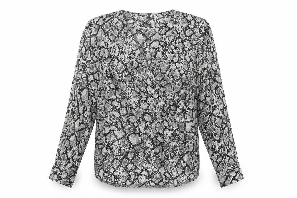 New Look Womens Grey Animal Print  Basic Blouse Size 6