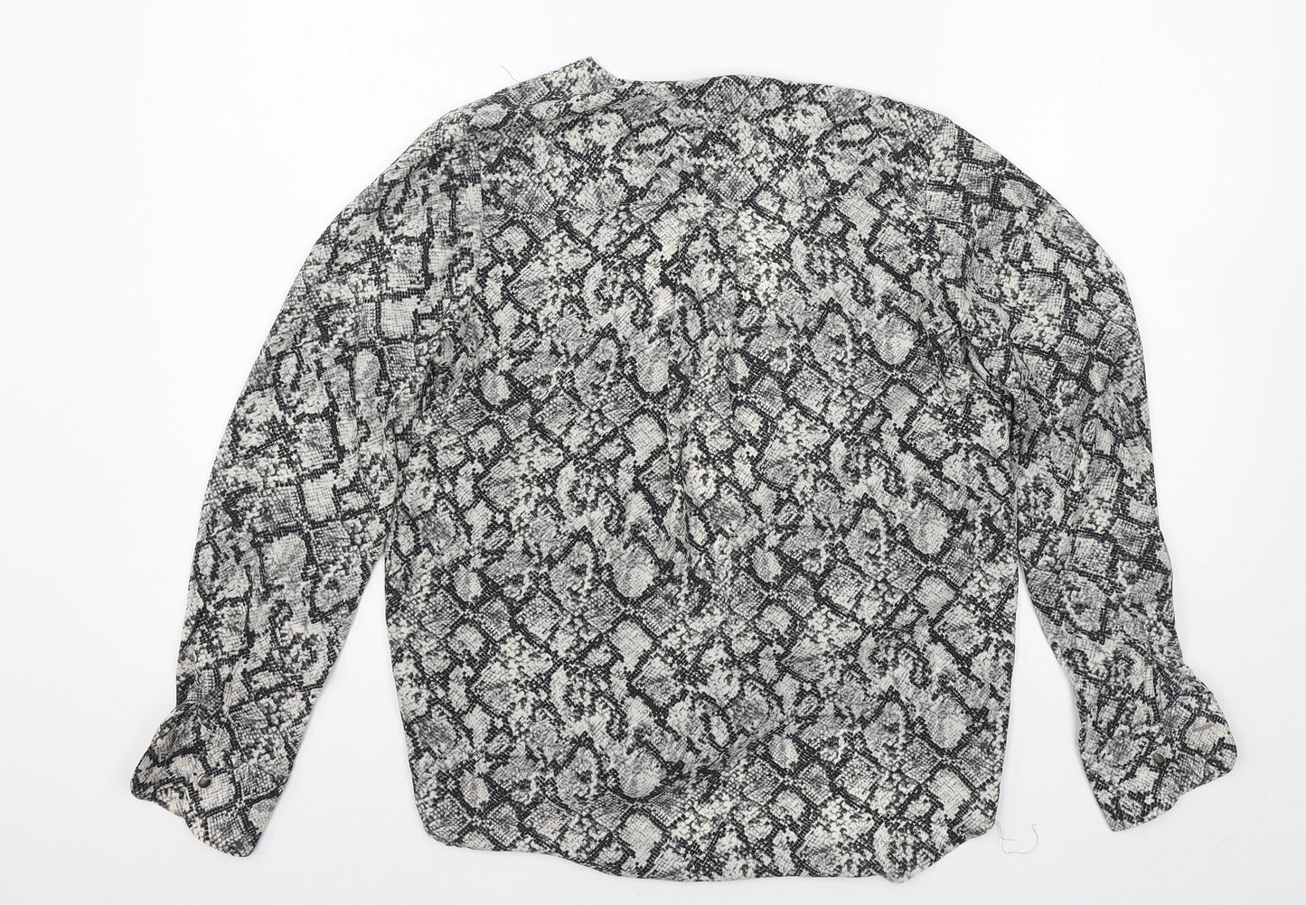 New Look Womens Grey Animal Print  Basic Blouse Size 6
