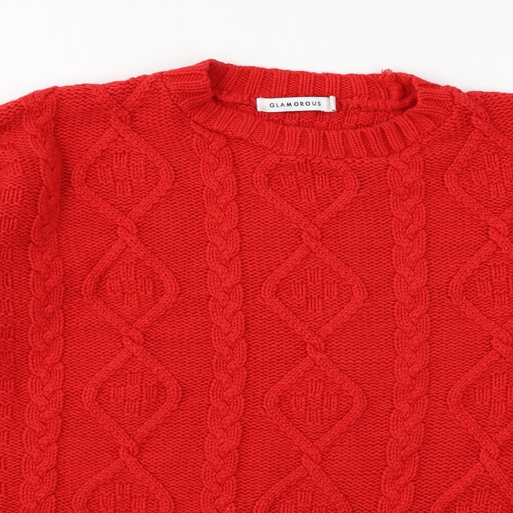 Glamourous Womens Red  Knit Pullover Jumper Size 8