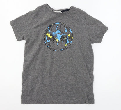 Preloved Primark Boys Grey Geometric Jersey  Pyjama Top Size 10-11 Years  - Batman - Front