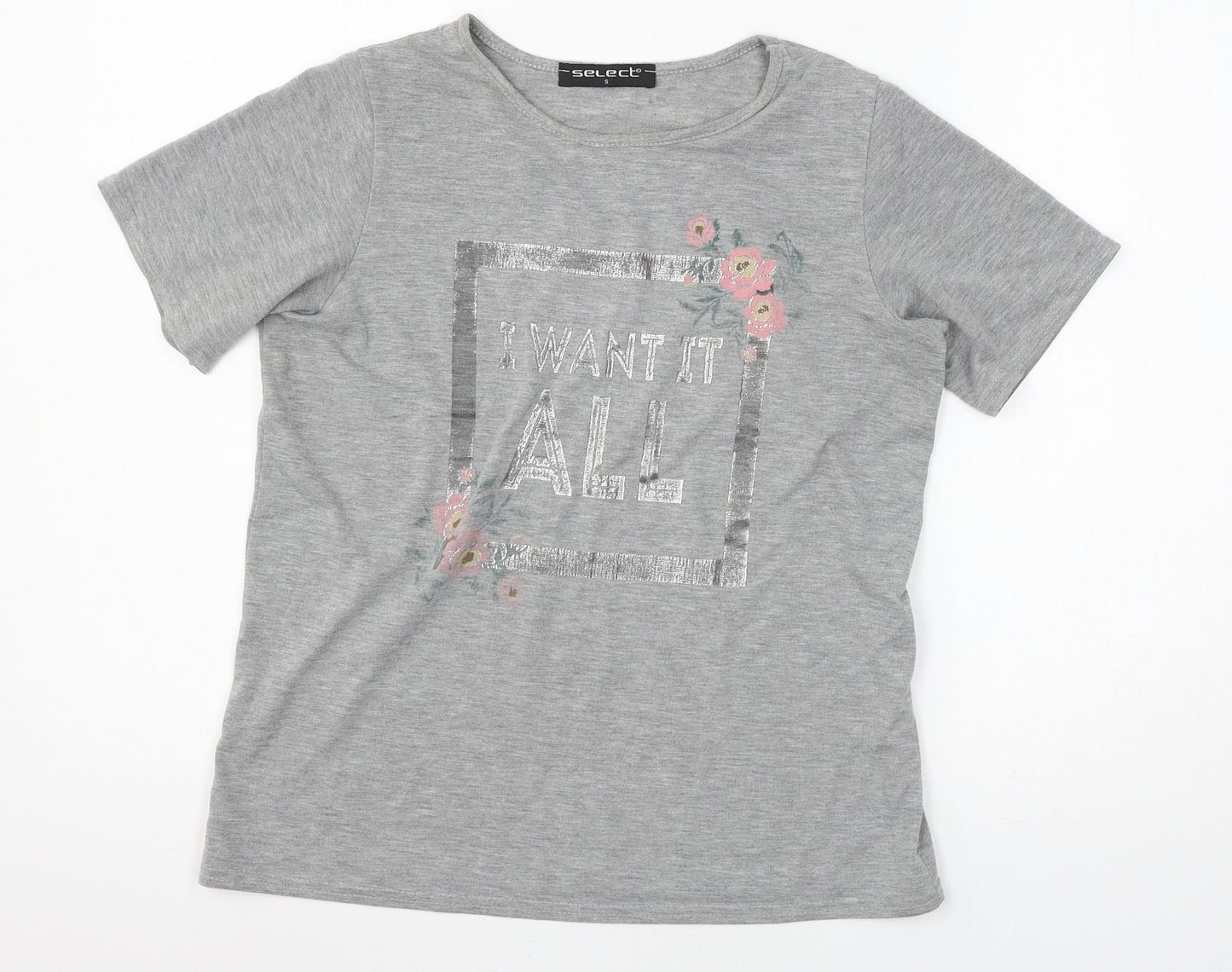 Select Womens Grey  Jersey Basic T-Shirt Size S  - I Want it all